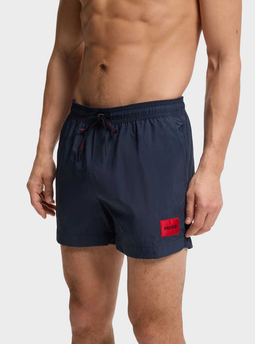 HUGO Quick-Dry Swim Shorts With Logo Label DOMINICA - Navy