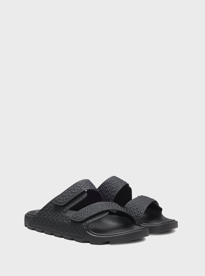 HUGO Monogram Sandals With Riptape Straps Evander_sand_aoem - Black
