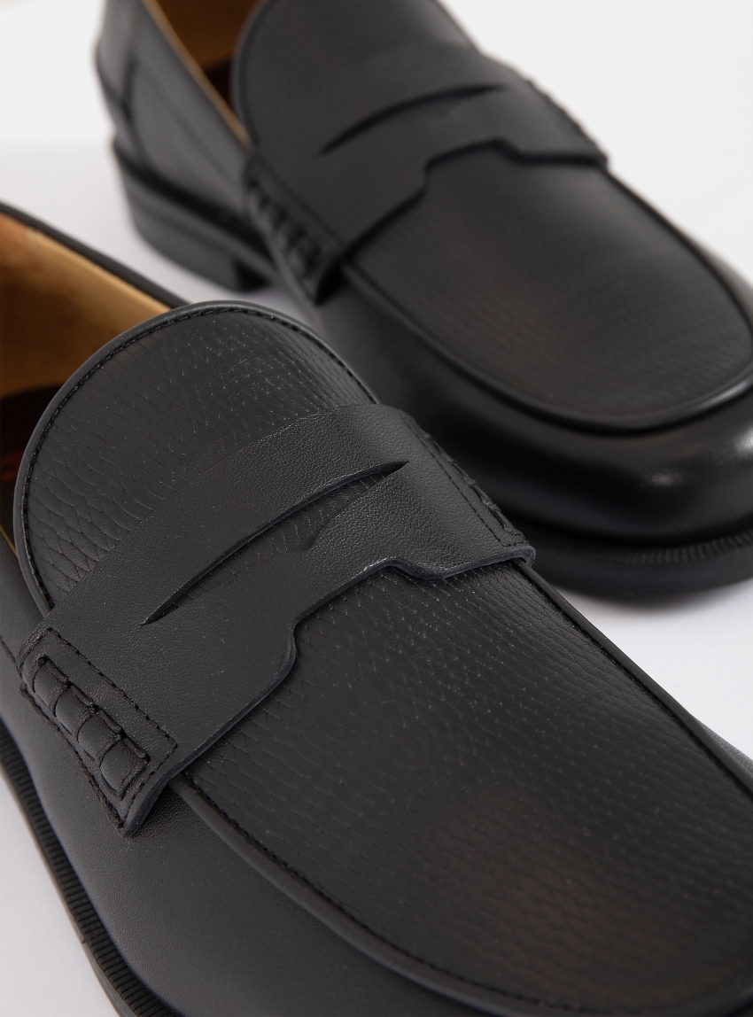 HUGO Leather Loafers Varian_loaf_ltcv - Black