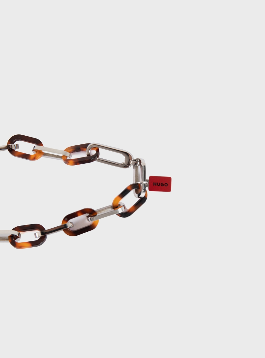 HUGO Chain Cuff With Tortoiseshell-Effect Links E-TORTOISESHELL-BRA - Brown