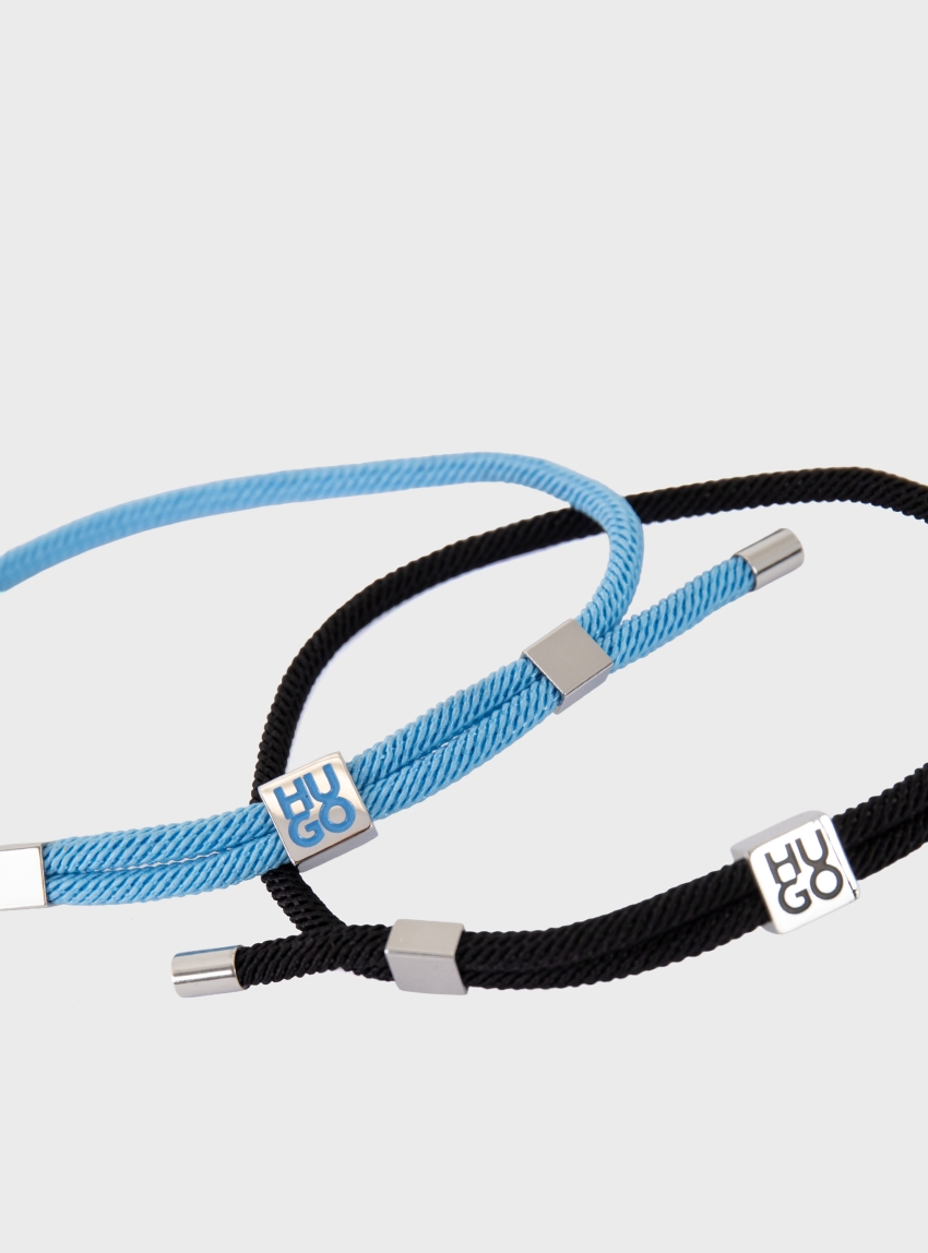 HUGO Two-Pack Of Cord Cuffs With Logo Plaques  E-HUGOCORD3-BRA - Blue Black