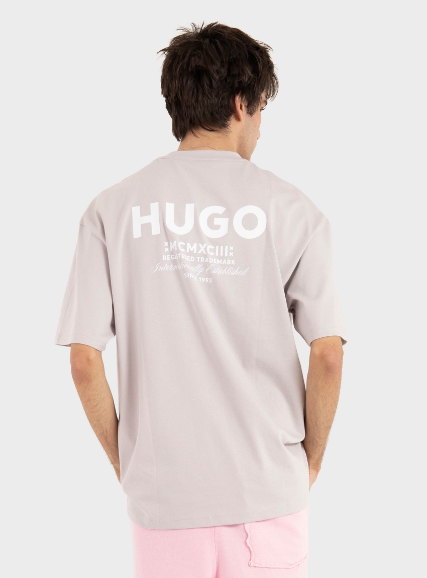 HUGO Loose-Fit T-Shirt In Cotton With Rear Logo Artwork  Nalono - Lilac