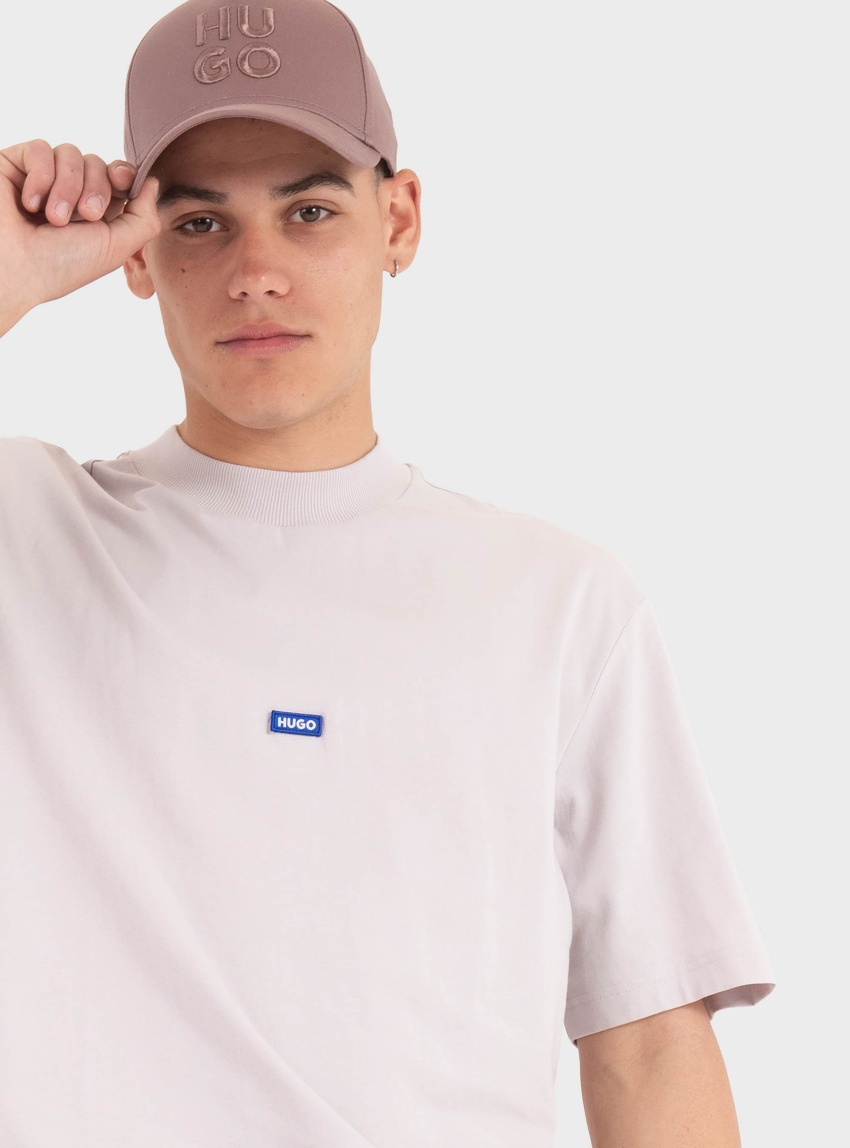 HUGO Cotton-Jersey T-Shirt With Blue Logo Patch Nieros - Lilac