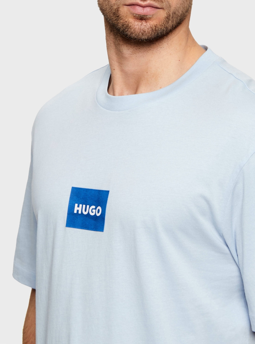 HUGO Cotton-Jersey T-Shirt With Logo Print  Nayonix - Light Blue