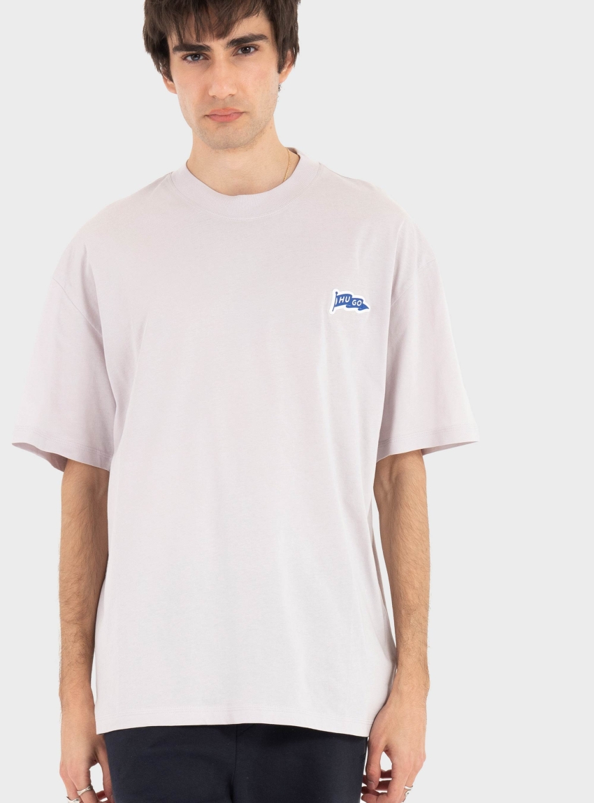 HUGO Logo-Flag T-Shirt In Cotton Jersey Nohatio - Lilac