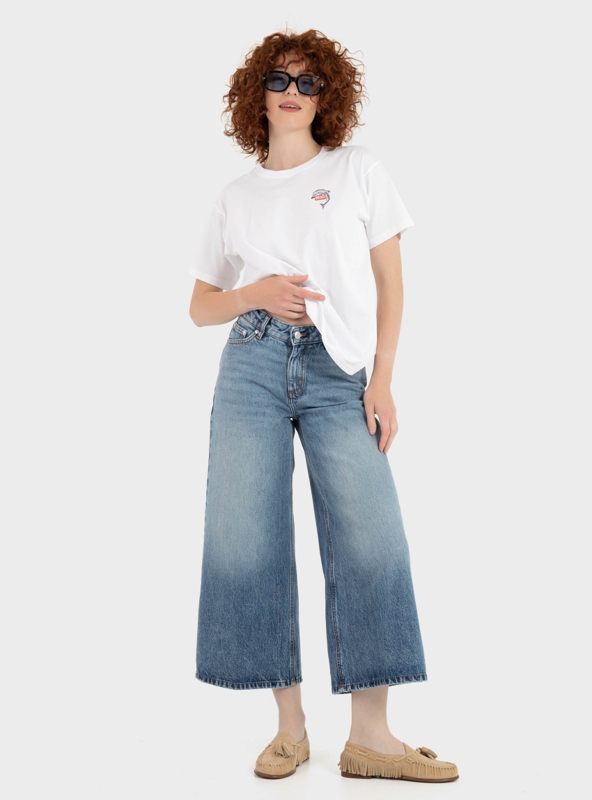 HUGO Wide Leg Jeans Geredith_1 - Medium Aged Denim