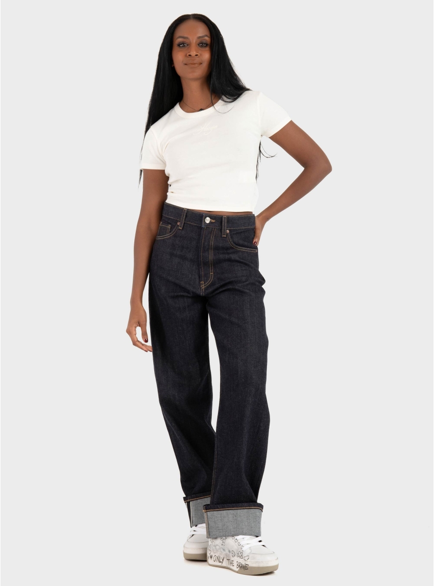 HUGO Cotton-Blend T-Shirt With Embroidered Logo Delanor_3 - White