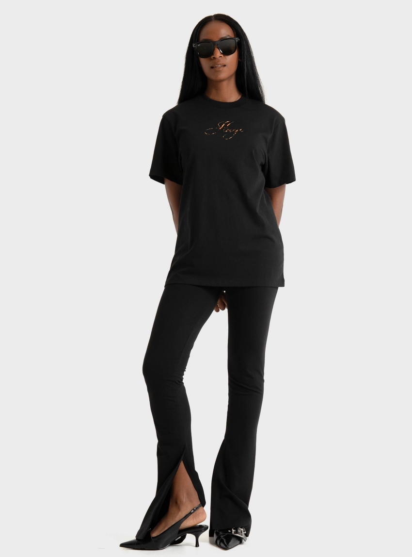 HUGO Cotton-Jersey T-Shirt With Logo Artwork Vintage Tee_23 - Black