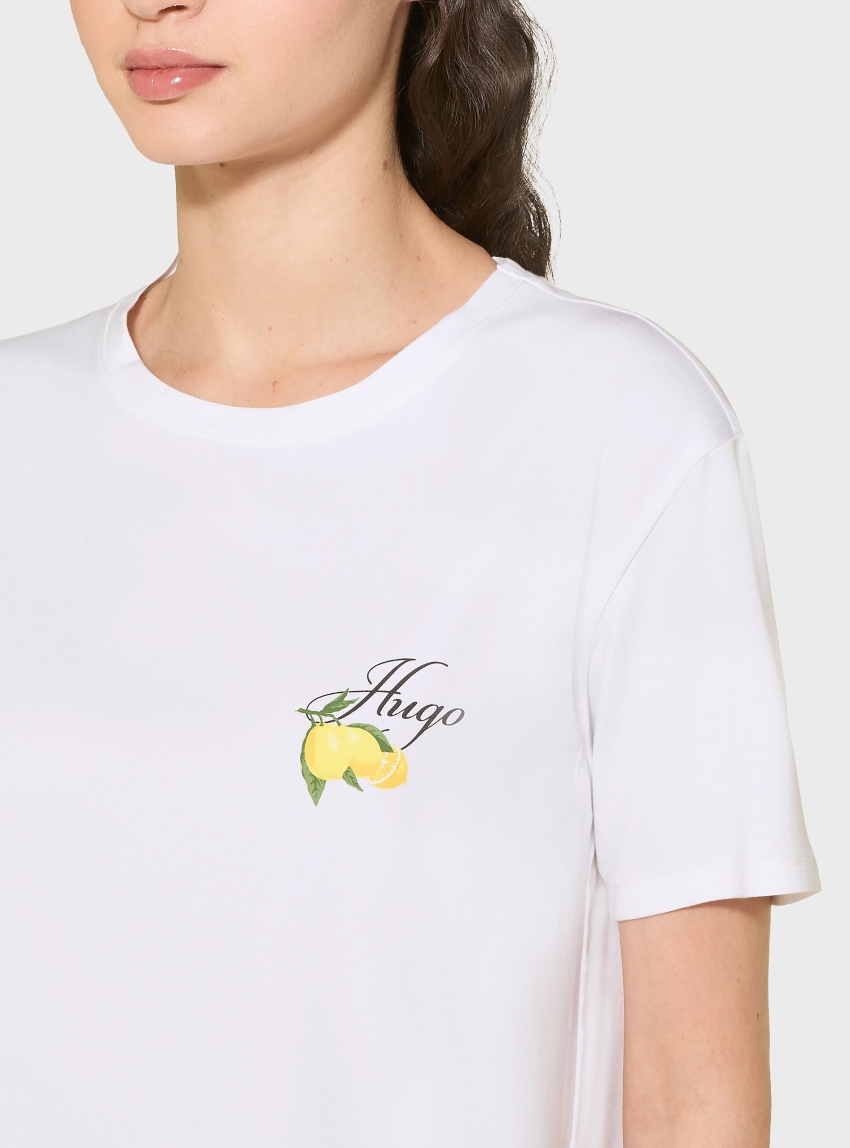 HUGO Stretch-Jersey Pyjama T-Shirt With Logo Print CASUAL T-SHIRT - White