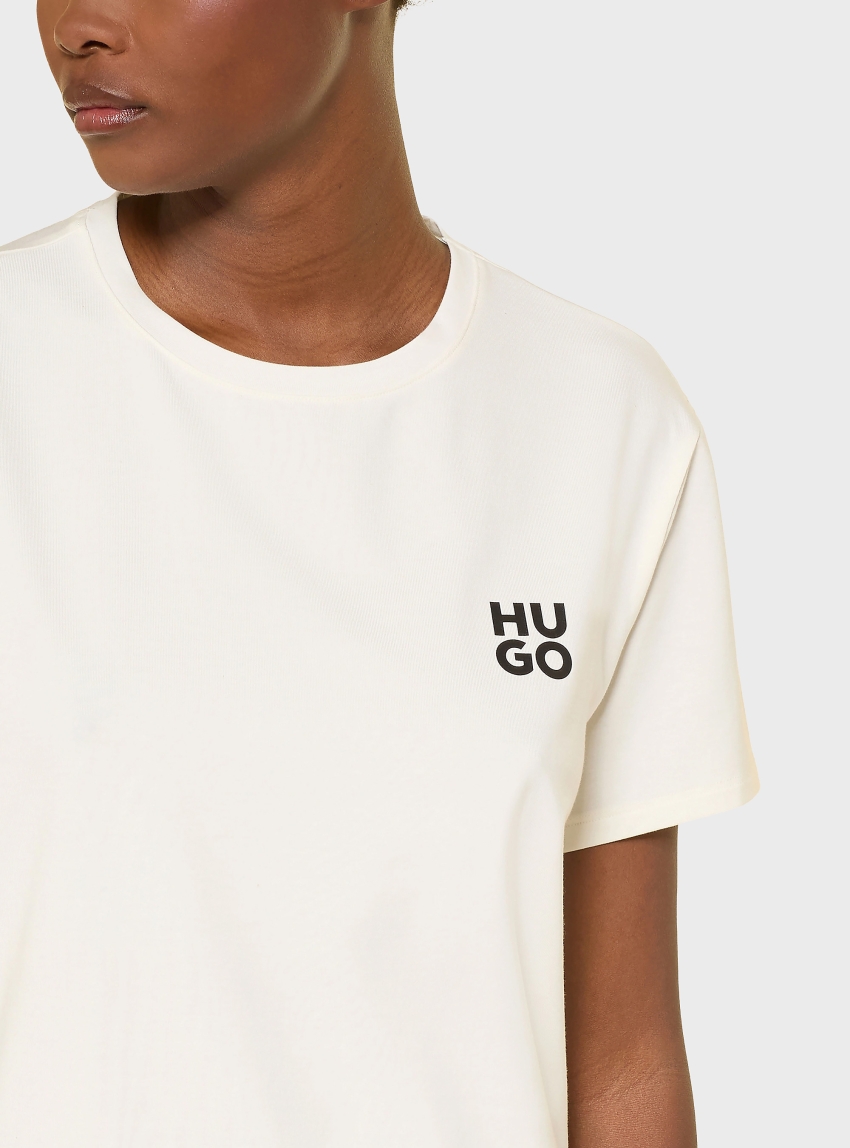 HUGO Stretch-Jersey Pyjama T-Shirt With Logo Print CASUAL T-SHIRT - Off White