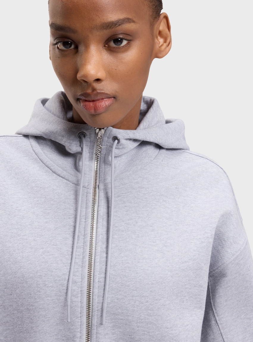 HUGO Relaxed-Fit Hoodie In Cotton Terry With Barrel Sleeves Dolpie_B - Light Grey Melange