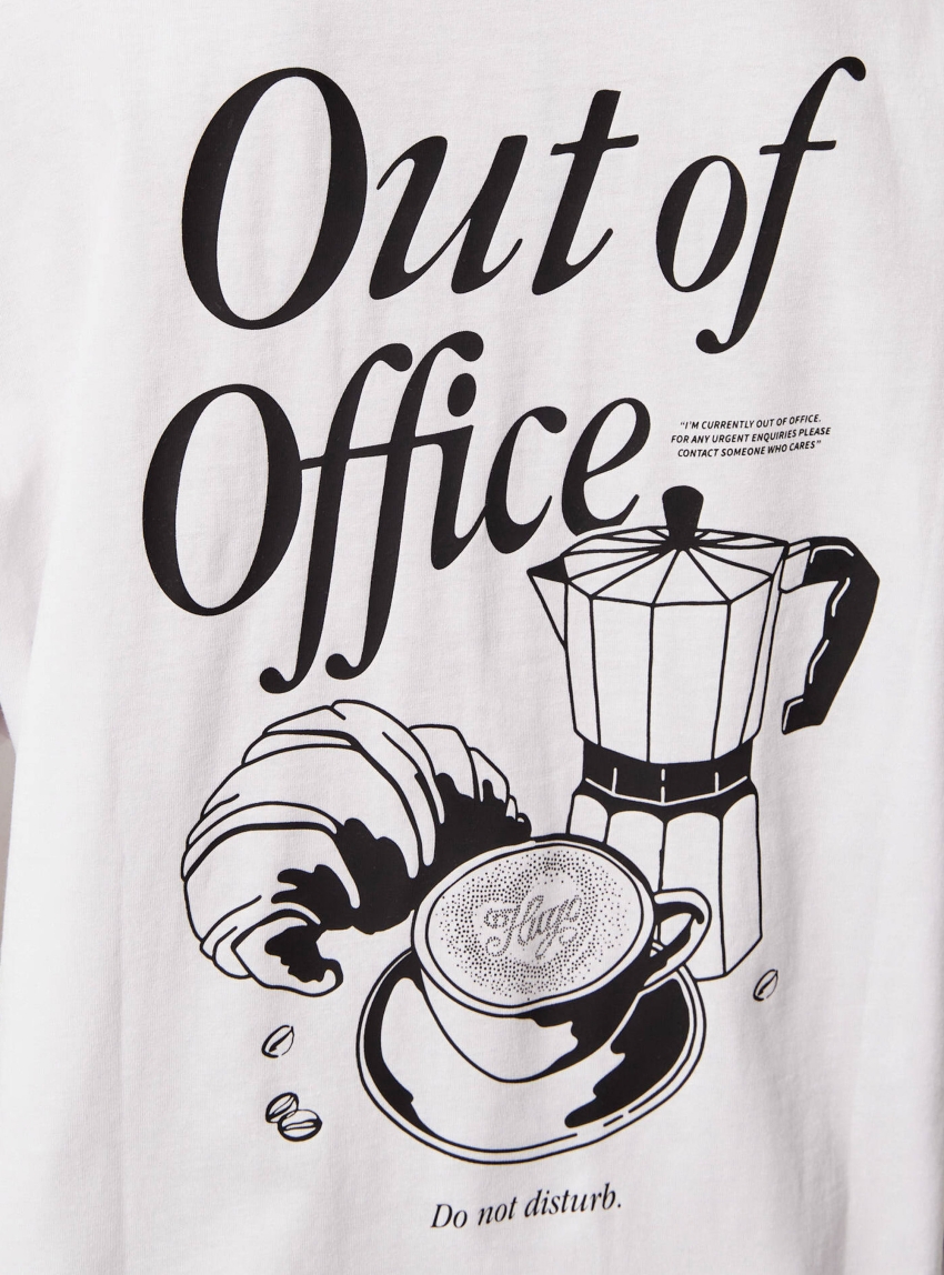 HUGO Cotton-Jersey T-Shirt With Printed Artwork  Oversized_Tee_B_10 - White
