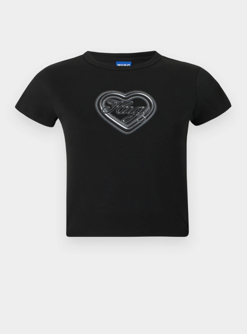 HUGO Cotton-Jersey T-Shirt With Printed Artwork  Dichroma_B - Black