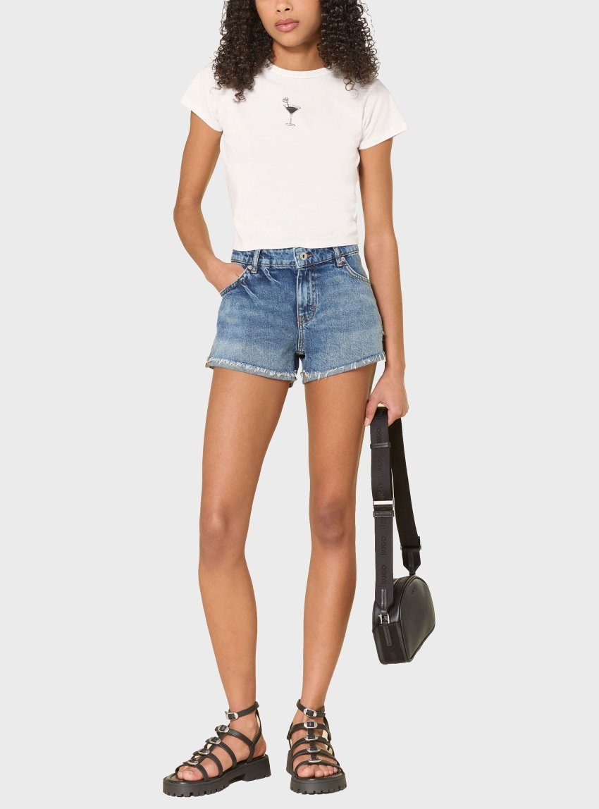 HUGO Cotton-Jersey T-Shirt With Printed Artwork  Dichroma_B - Natural