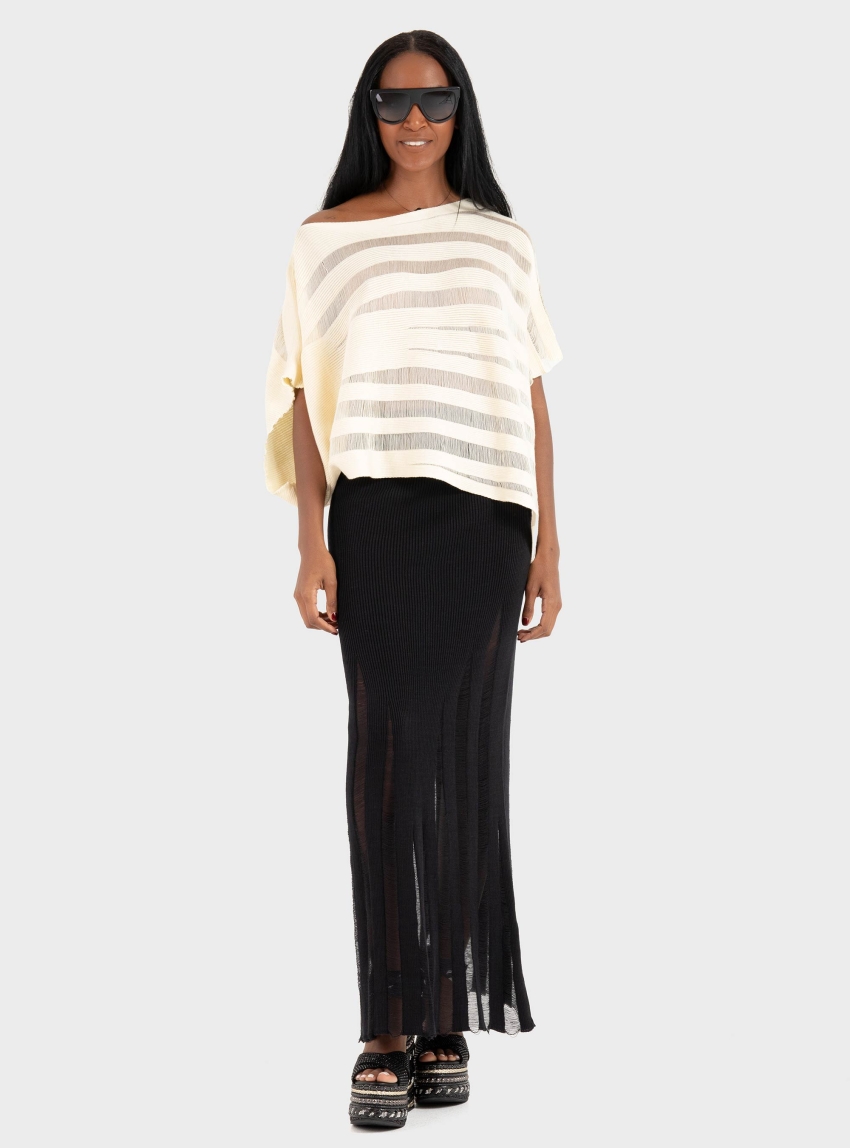 Ioanna Kourbela ''Magic Sunsets'' Knit 
Oversized Asymmetrical Top - Ecru