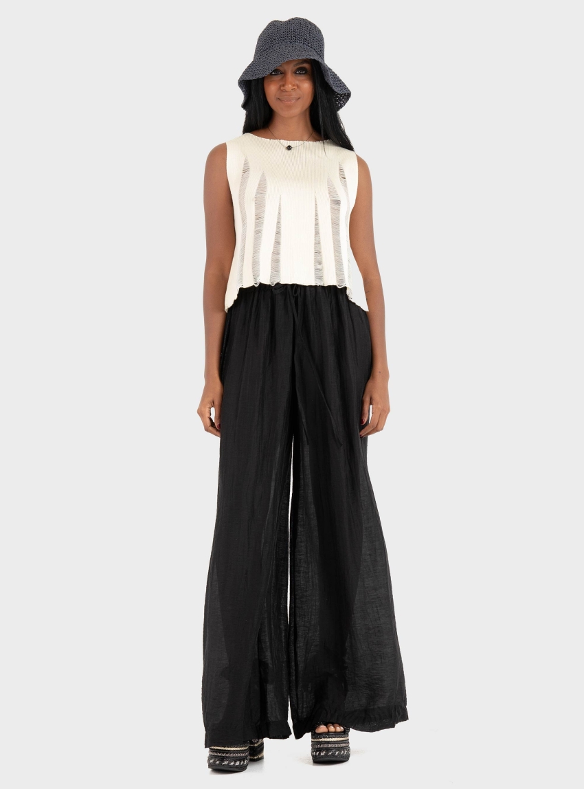 Ioanna Kourbela ''Magic Sunsets'' Knit 
Sleeveless Crop Top - Ecru