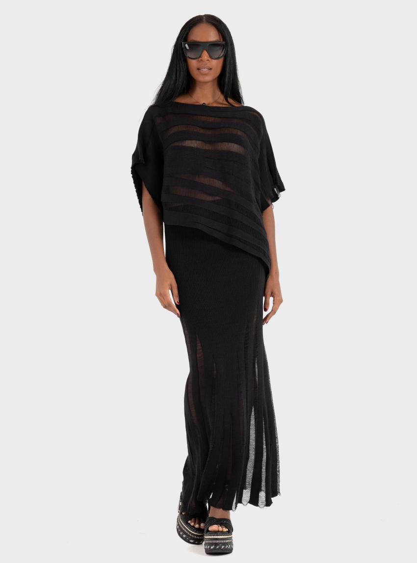 Ioanna Kourbela ''Magic Sunsets'' Knit 
Midi Skirt - Black