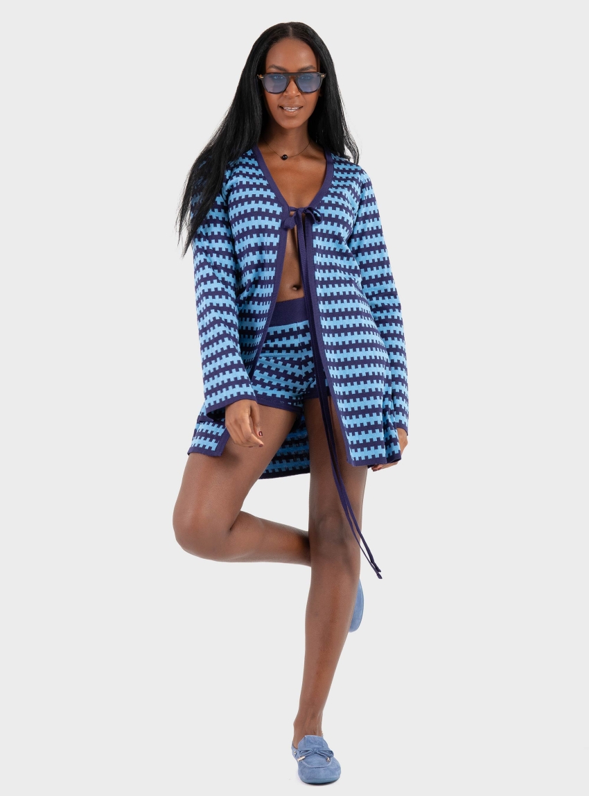 Ioanna Kourbela ''Vintage Love'' Knit Jacquard Cardigan - Light Blue