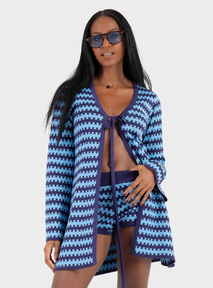 Ioanna Kourbela ''Vintage Love'' Knit Jacquard Shorts - Light Blue