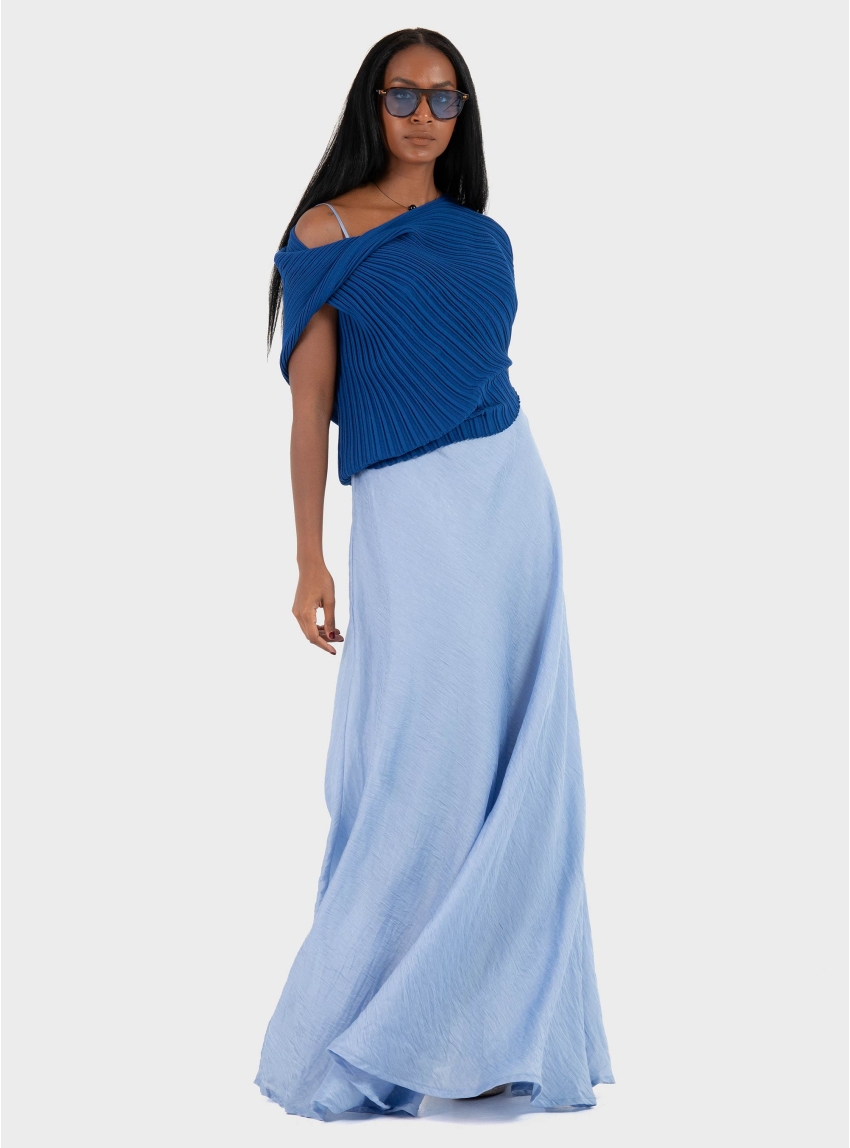 Ioanna Kourbela ''Seashells'' Knit Draped Top - Navy