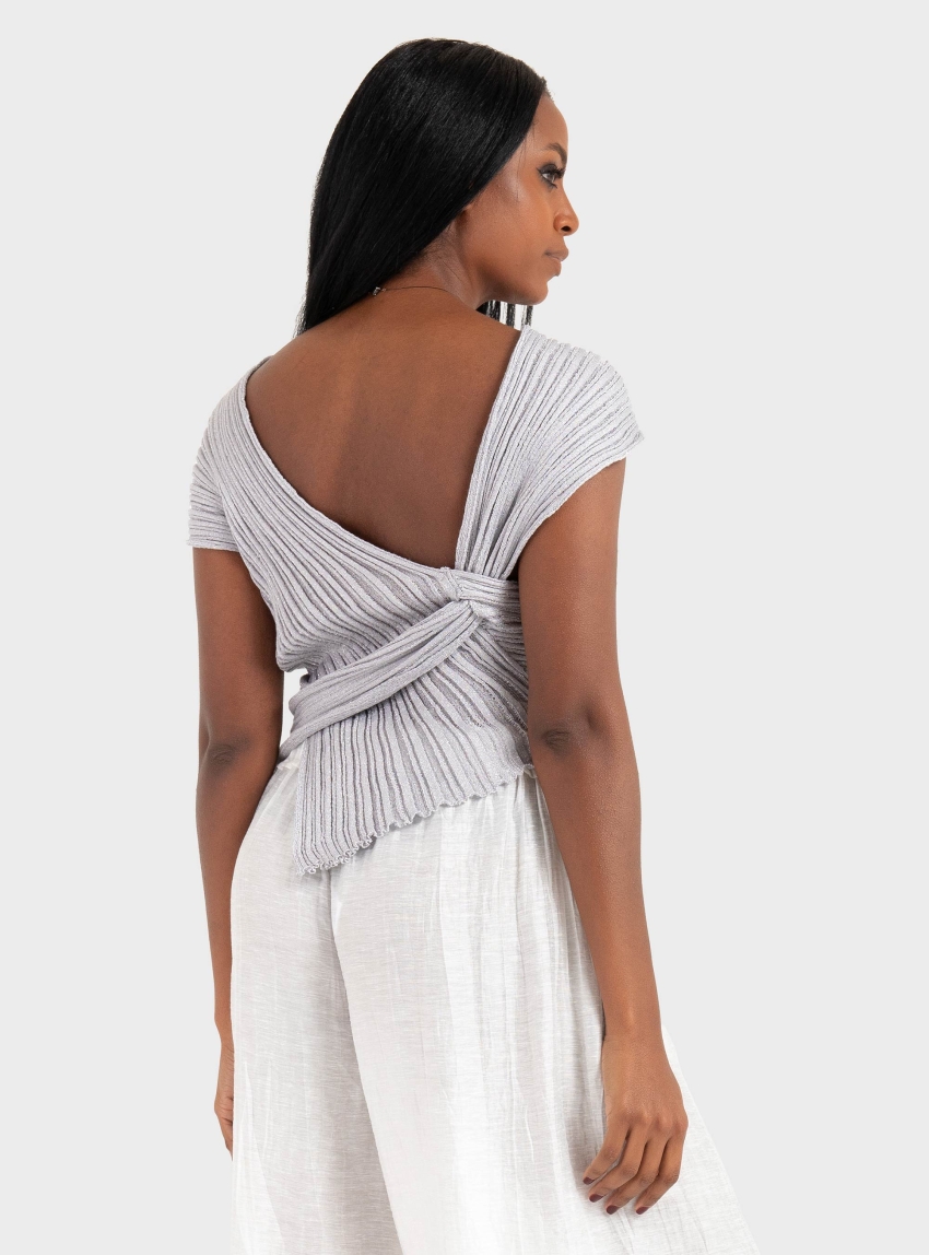 Ioanna Kourbela ''Sparkling Staples'' Knit Top - Light Grey