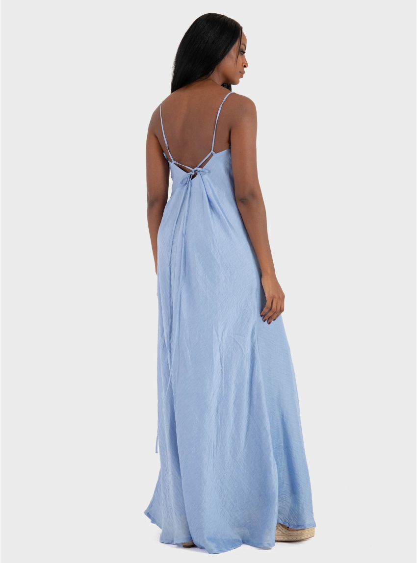Ioanna Kourbela ''Soft Shadows" Long Dress With Straps - Light Blue