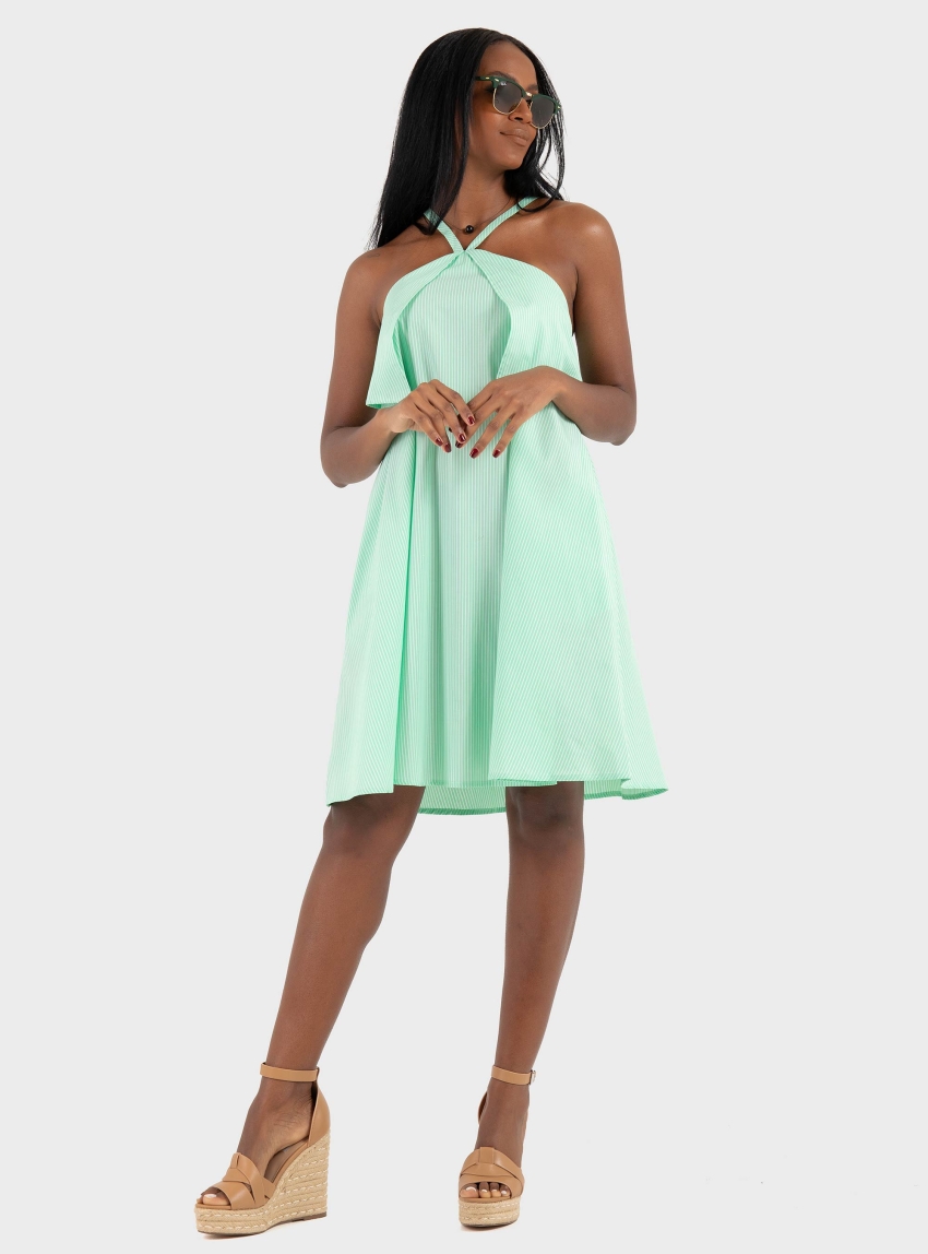 Ioanna Kourbela '"Soulful Stripes" Mini Dress - Pistachio