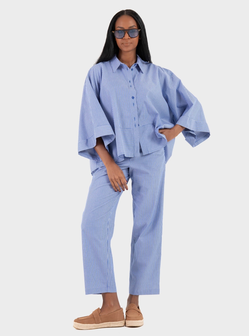 Ioanna Kourbela '"Soulful Stripes" Trousers - Navy