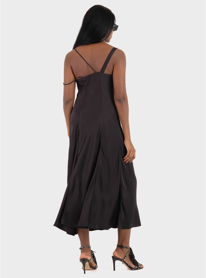 Ioanna Kourbela '"Magicality" Cocktail Dress With Draped Neckline - Black