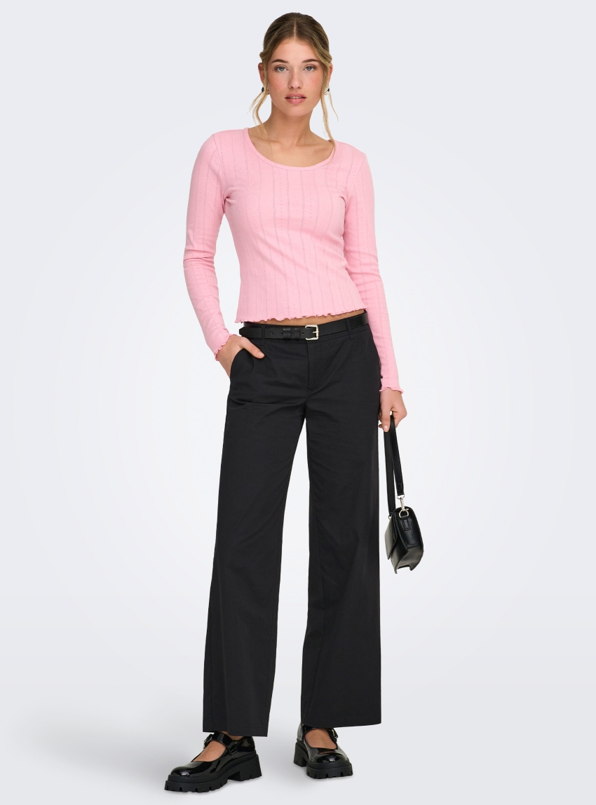 Only Tanny Low Waist Wide Chino Pants - Black