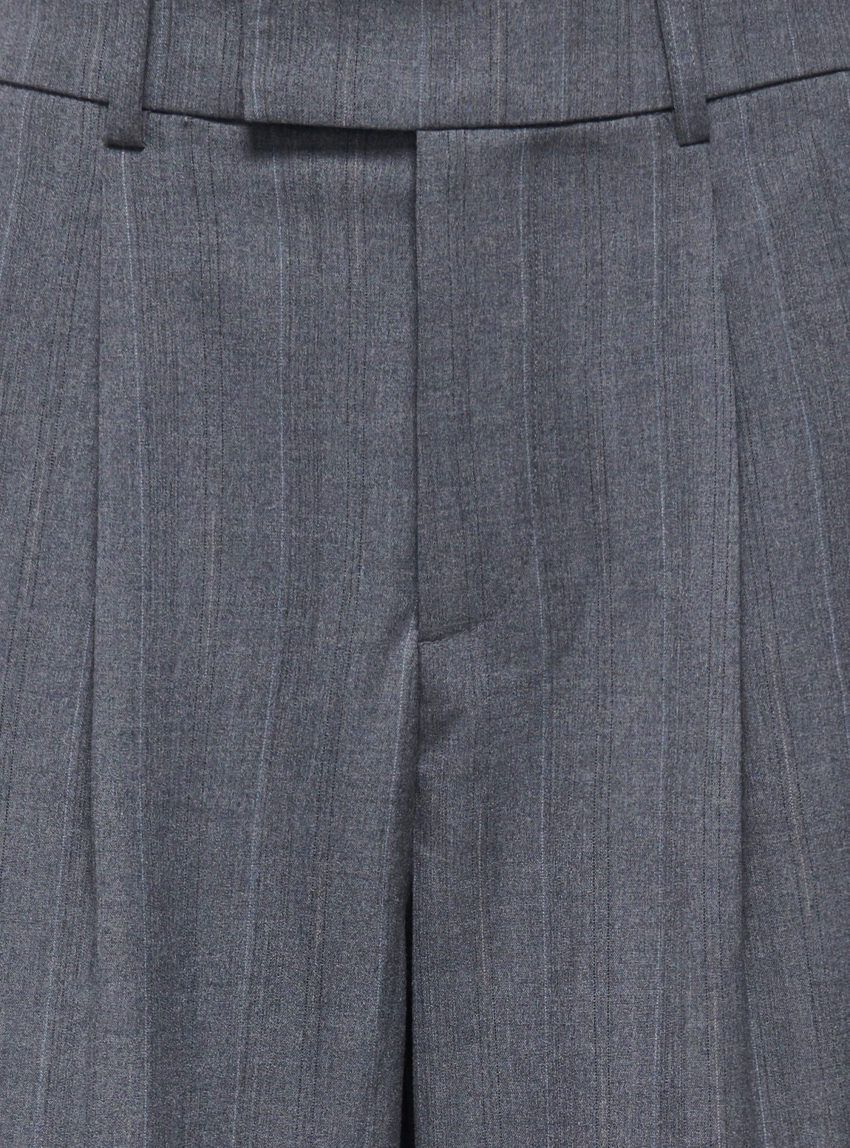 Only Jackie High Waist Wide Pinst Pants - Medium Grey Melange