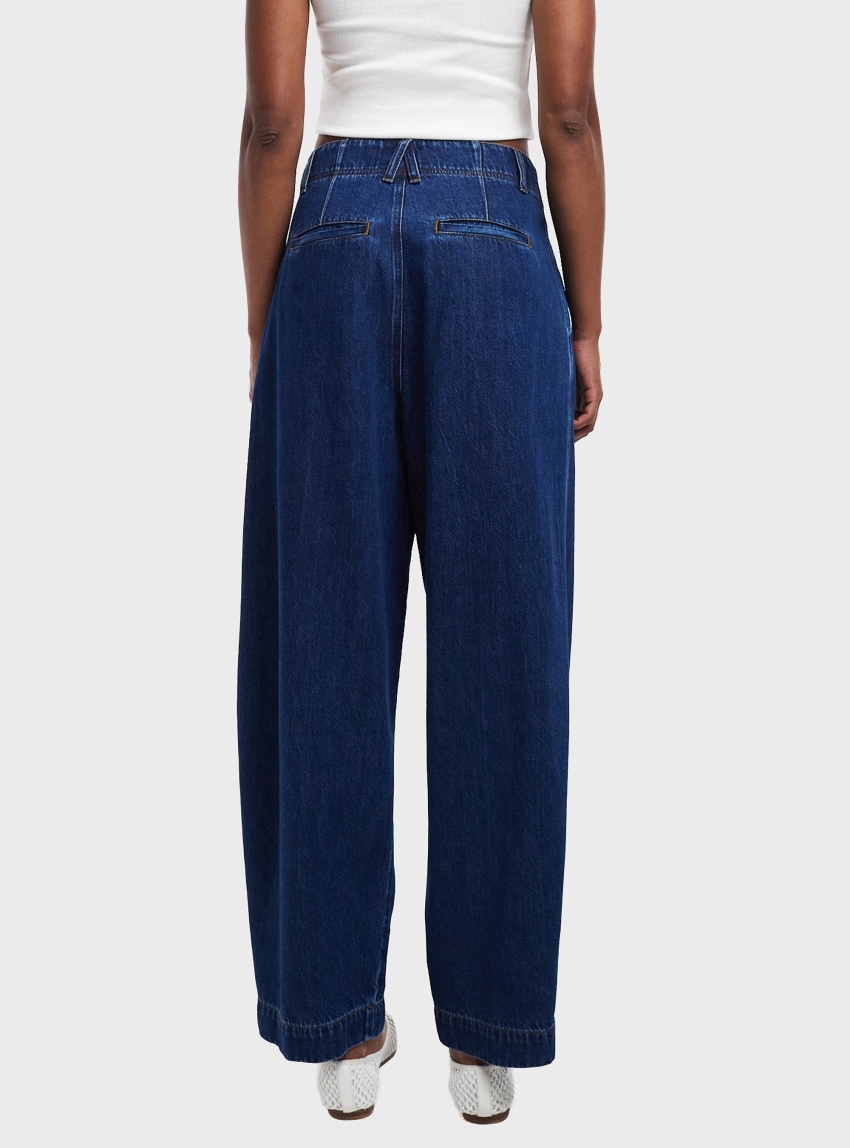 Topshop Mari High Rise Wide Pleated Tailored Jeans - Indigo Denim