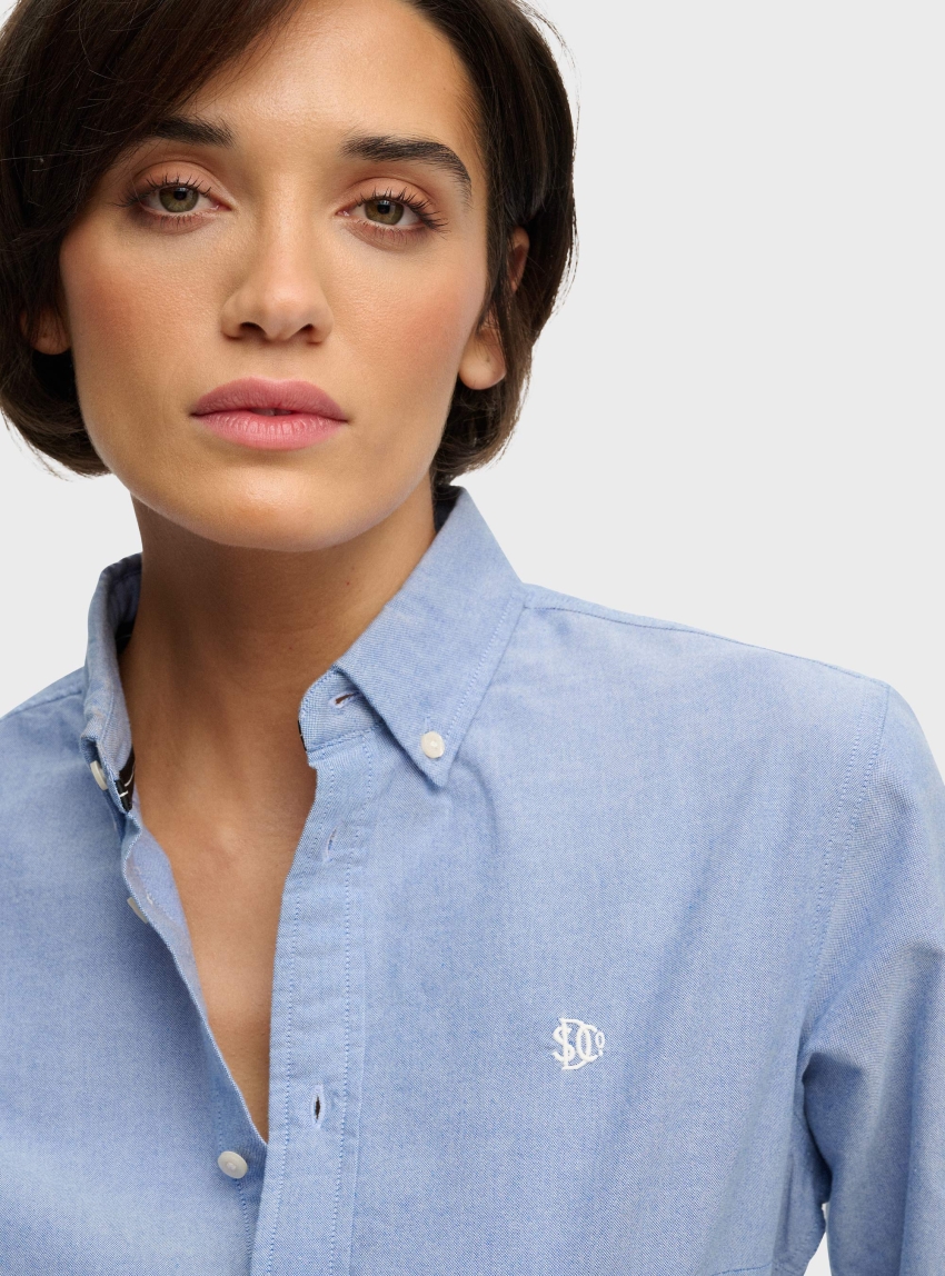 Superdry Slim Oxford Button Down Long Sleeve Shirt - Light Blue