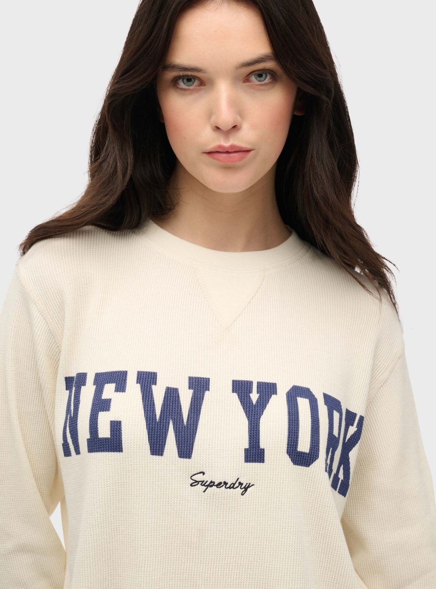 Superdry Athletic Essential Graphic Long Sleeve Top - Off White