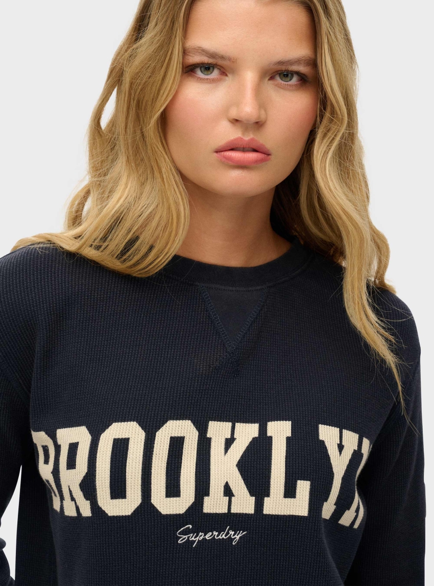 Superdry Athletic Essential Graphic Long Sleeve Top - Dark Blue