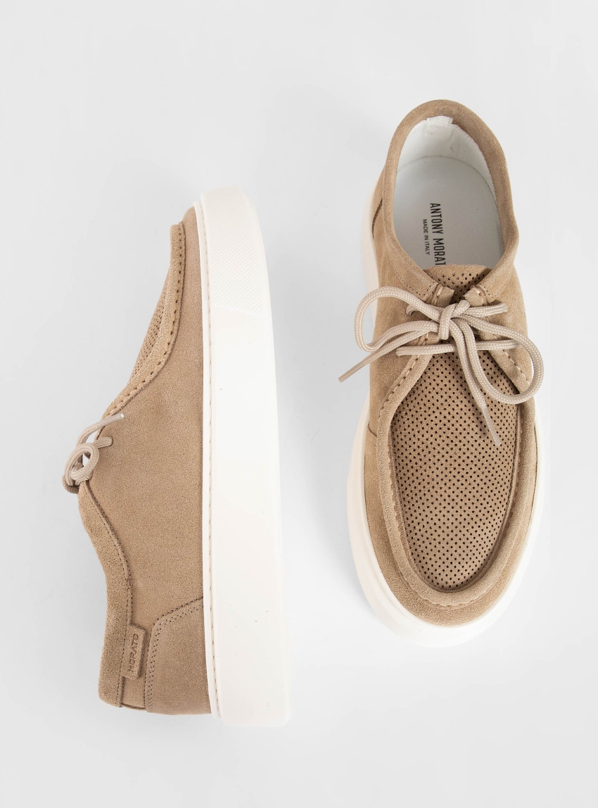 Antony Morato Nicholas Suede Lace Up Loafers - Beige