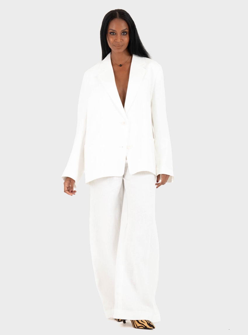 Drykorn Iverly Pure Linen Oversized Blazer - Off White