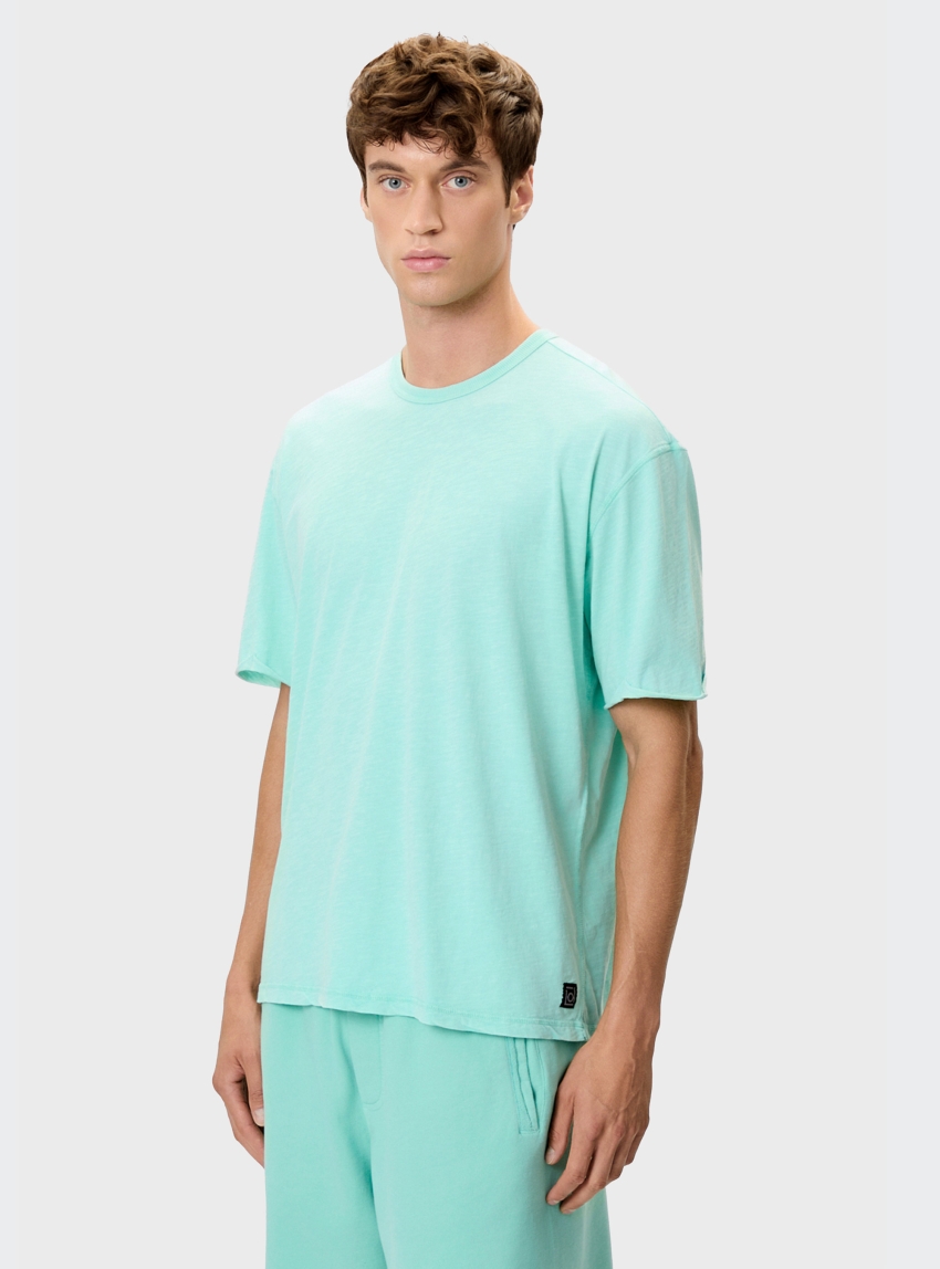 Dirty Laundry Oversized T-Shirt With Stitches - Light Aquamarine