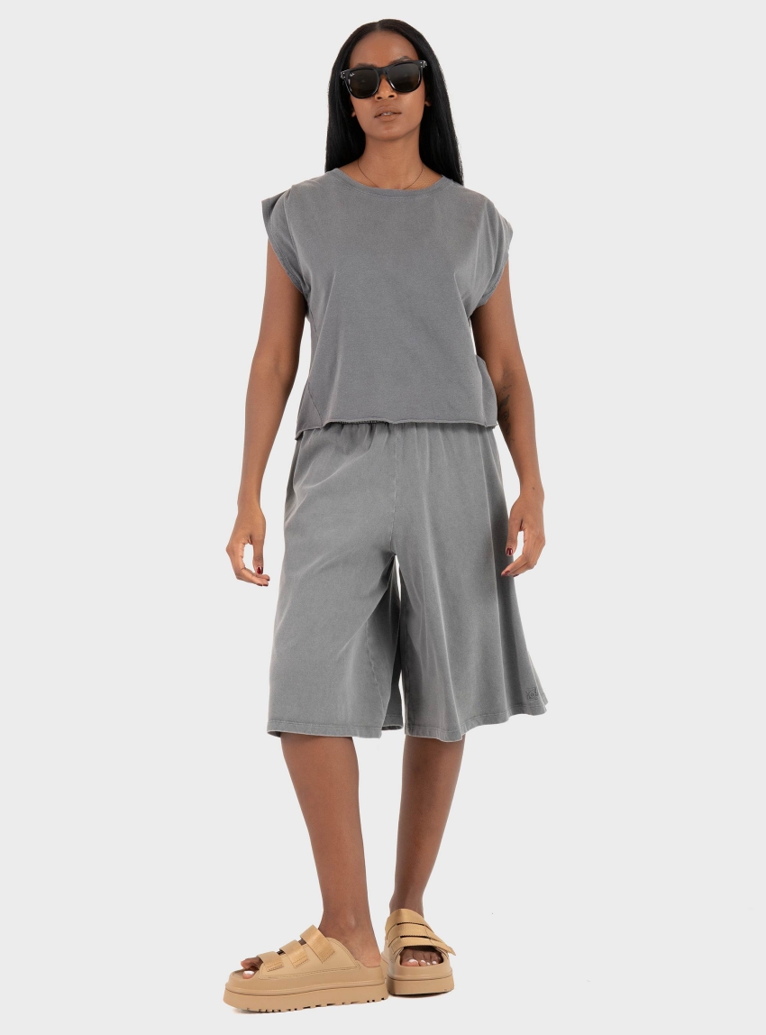 Dirty Laundry Boxy T-Shirt With Sleeve Detail - Grey