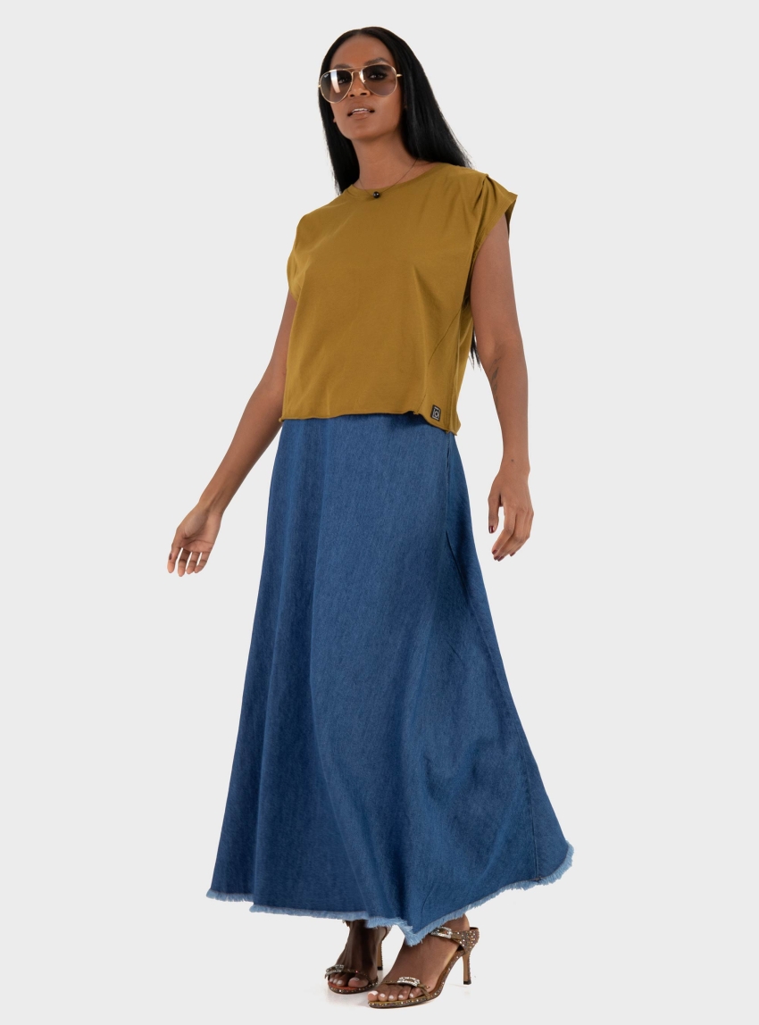 Dirty Laundry Boxy T-Shirt With Sleeve Detail - Olive 