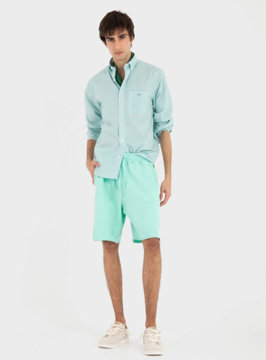 Gant Striped Classic Poplin Shirt - Olive 