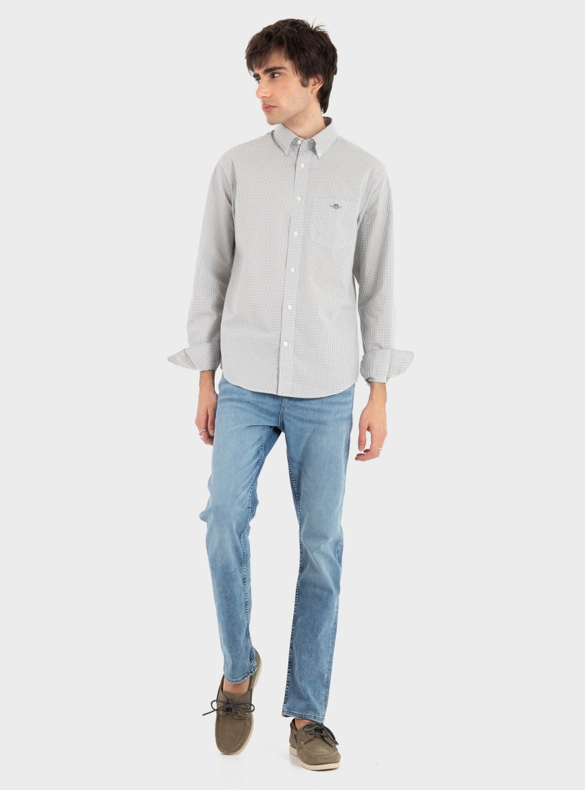 Gant Gingham Classic Poplin Shirt - Light Beige