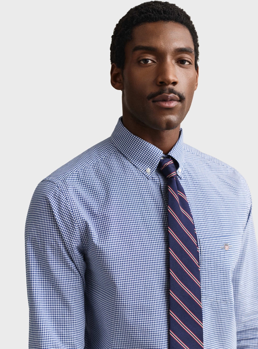 Gant Gingham Classic Poplin Shirt - Sky Blue