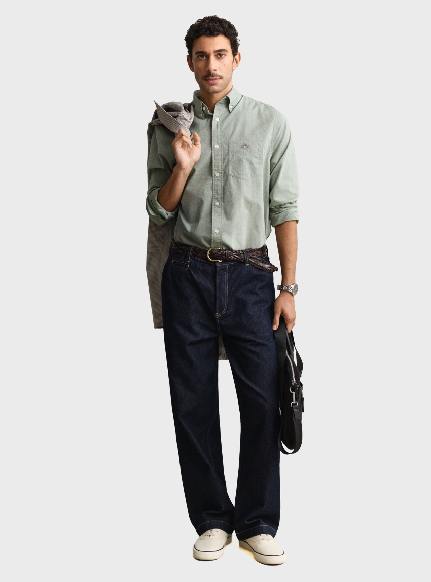 Gant Regular Fit Classic Poplin Shirt - Dark Olive Green