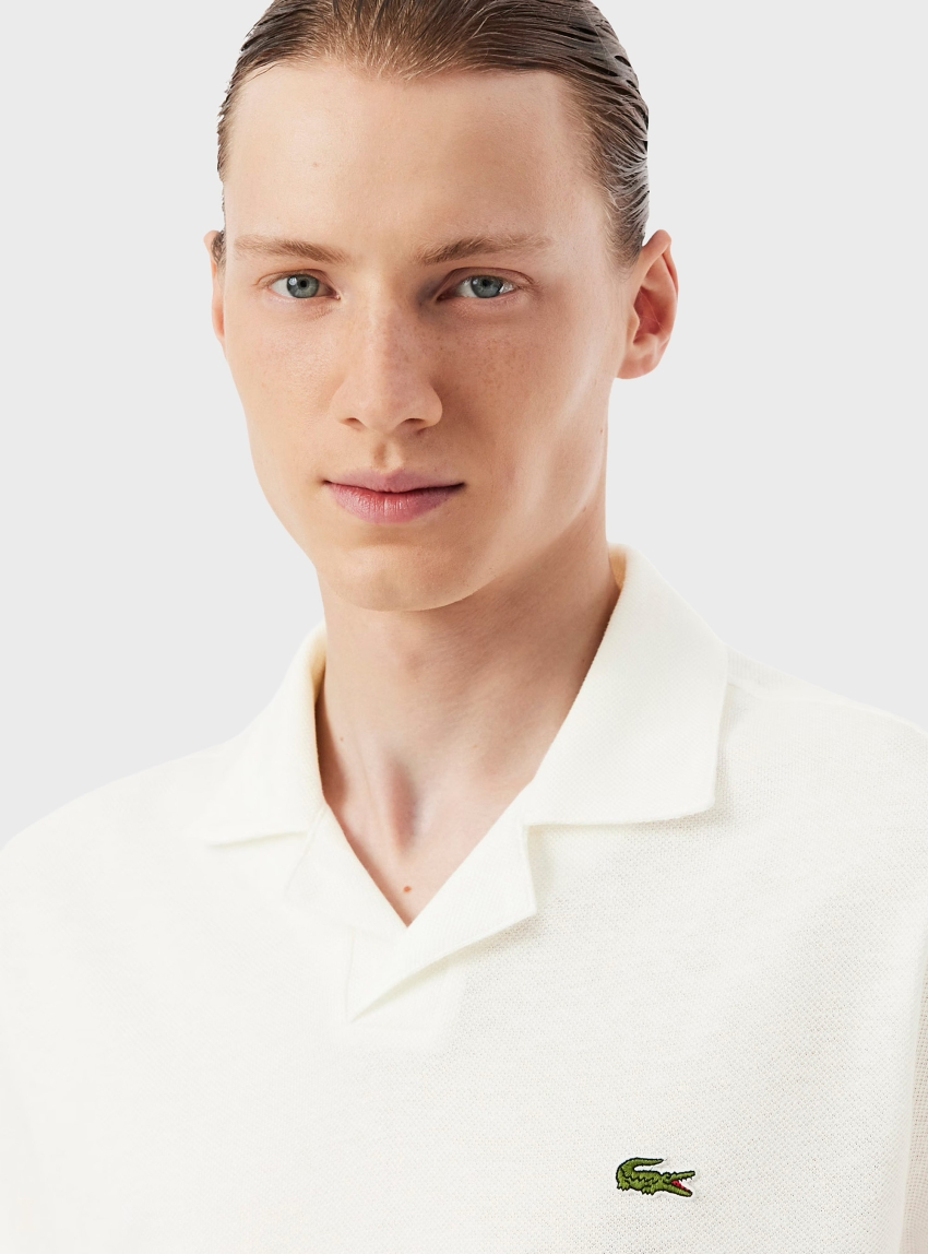 Lacoste Classic Fit Cotton-Linen Polo - Off White