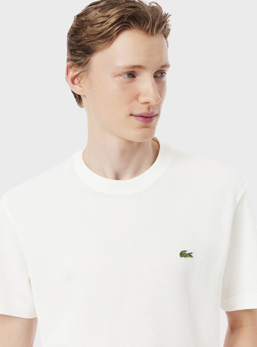 Lacoste Heavy Cotton and Linen Piqué T-Shirt - Off White
