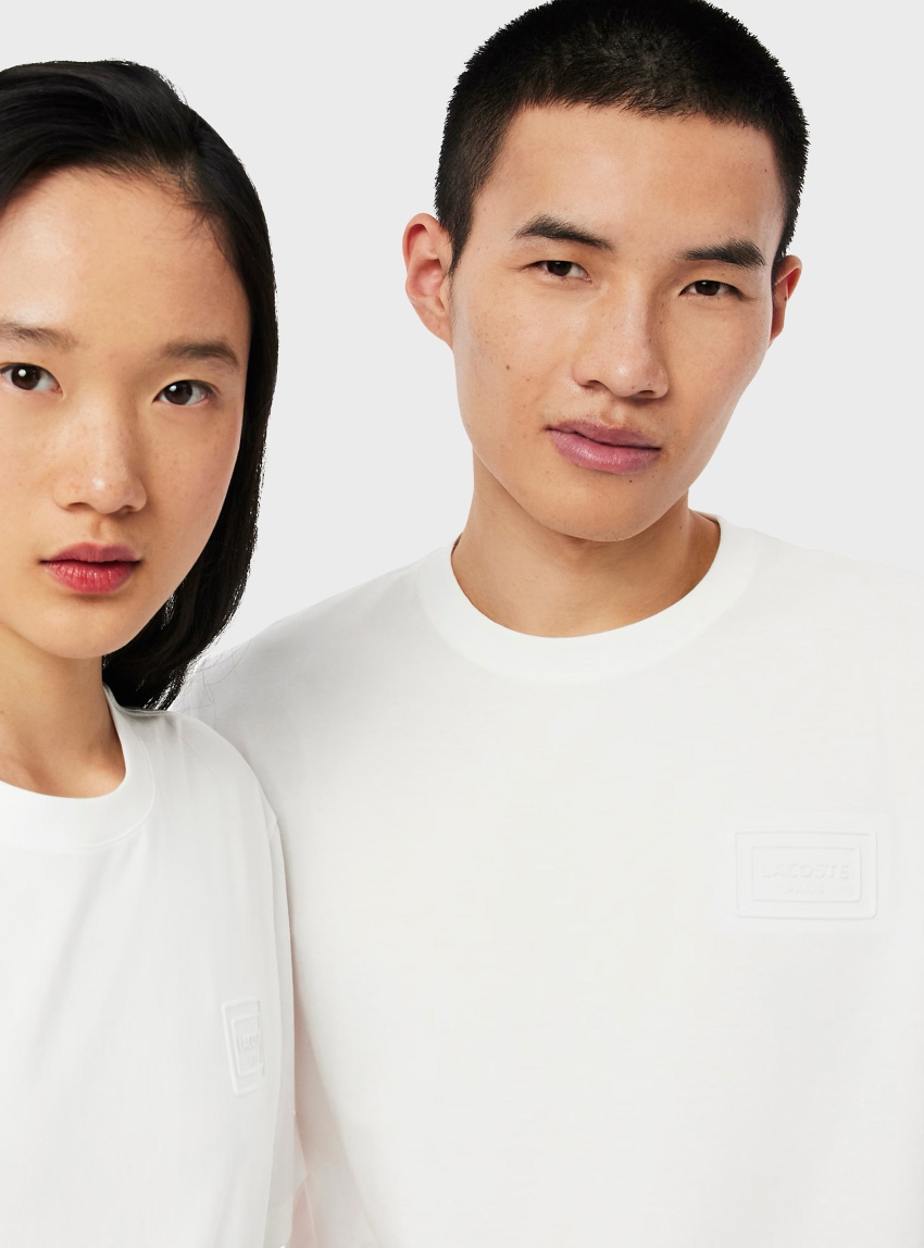 Lacoste Embossed Branding Jersey T-Shirt - Off White