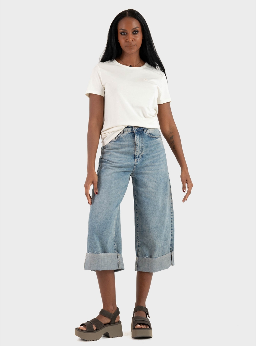 Souvenir Cropped Loose Jeans - Medium Aged Denim