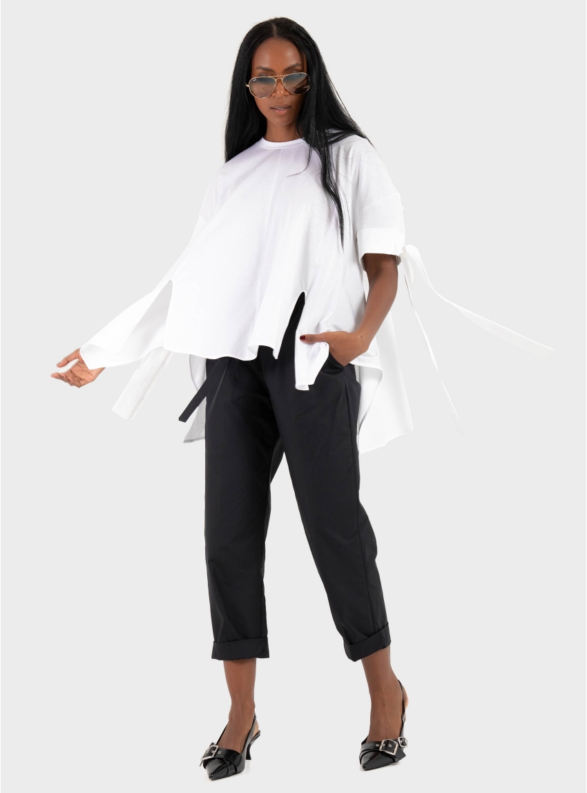 Souvenir Cropped Cotton Pants - Black