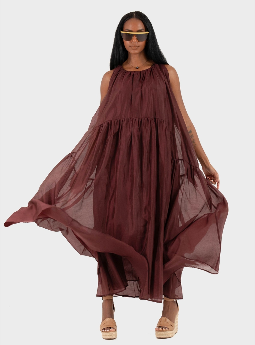 Mei Mei J Long Loose Dress - Bordeaux